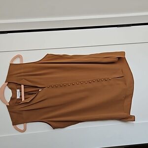 Calvin Klein | Sleeveless Buttoned Blouse | Camel | Sz L | NWT